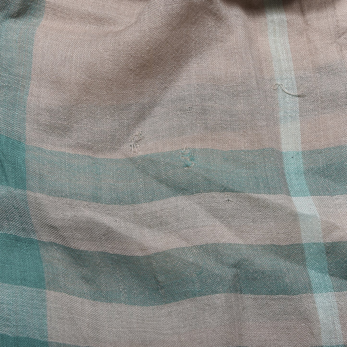 Linen Check Lightweight Scarf Green