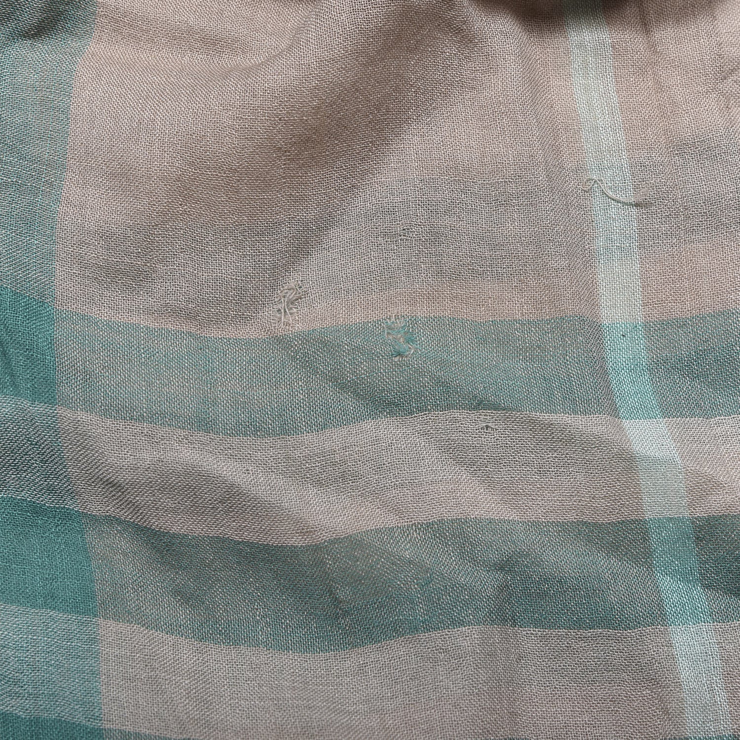 Burberry Linen Check Lightweight Scarf Green 4 of 4