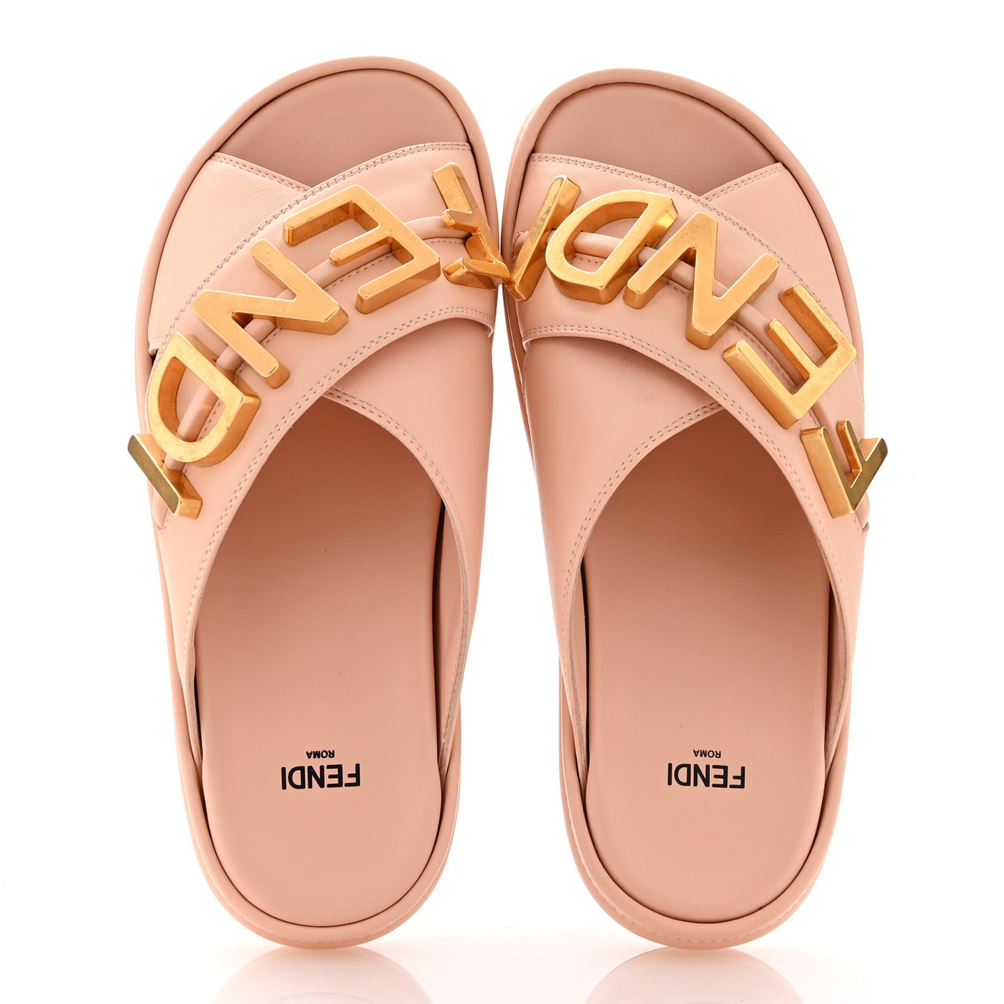 Vitello Womens Fendigraphy Slide Sandals 36 Light Rose