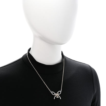 Chanel Crystal CC Bow Pendant Necklace Gold Silver 2 of 7