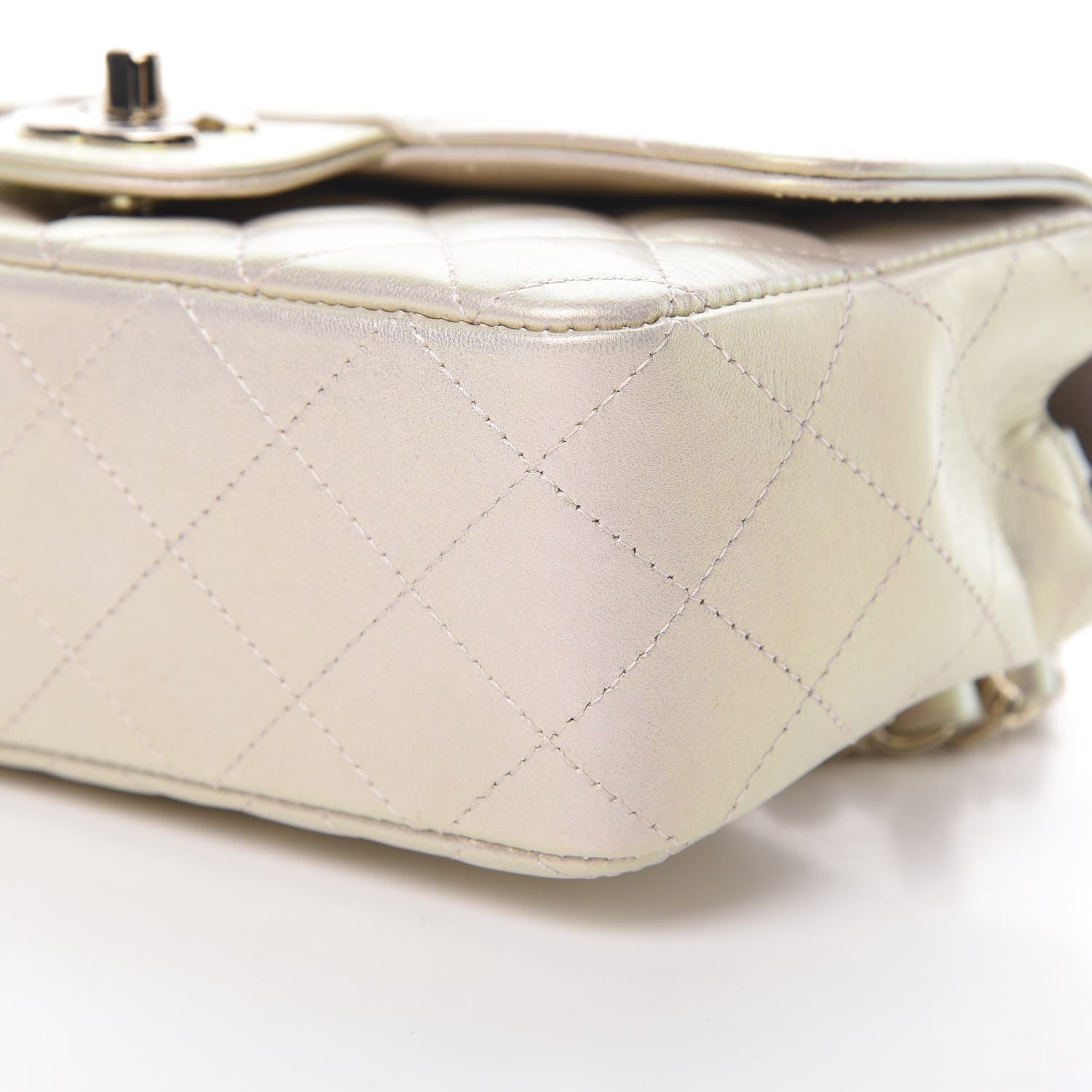 Chanel Iridescent Lambskin Quilted Mini Rectangular Flap Ivory 9 of 11