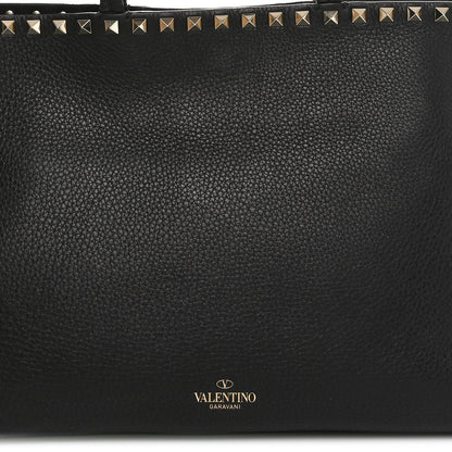 Valentino Garavani Grained Calfskin Small Rockstud Shoulder Tote Black 7 of 9
