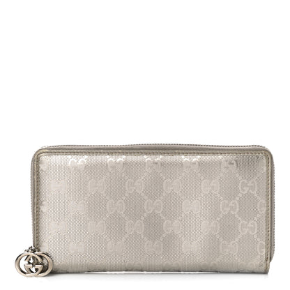 Gucci Imprime Monogram GG Pierce Zip Around Wallet Silver 1 of 12