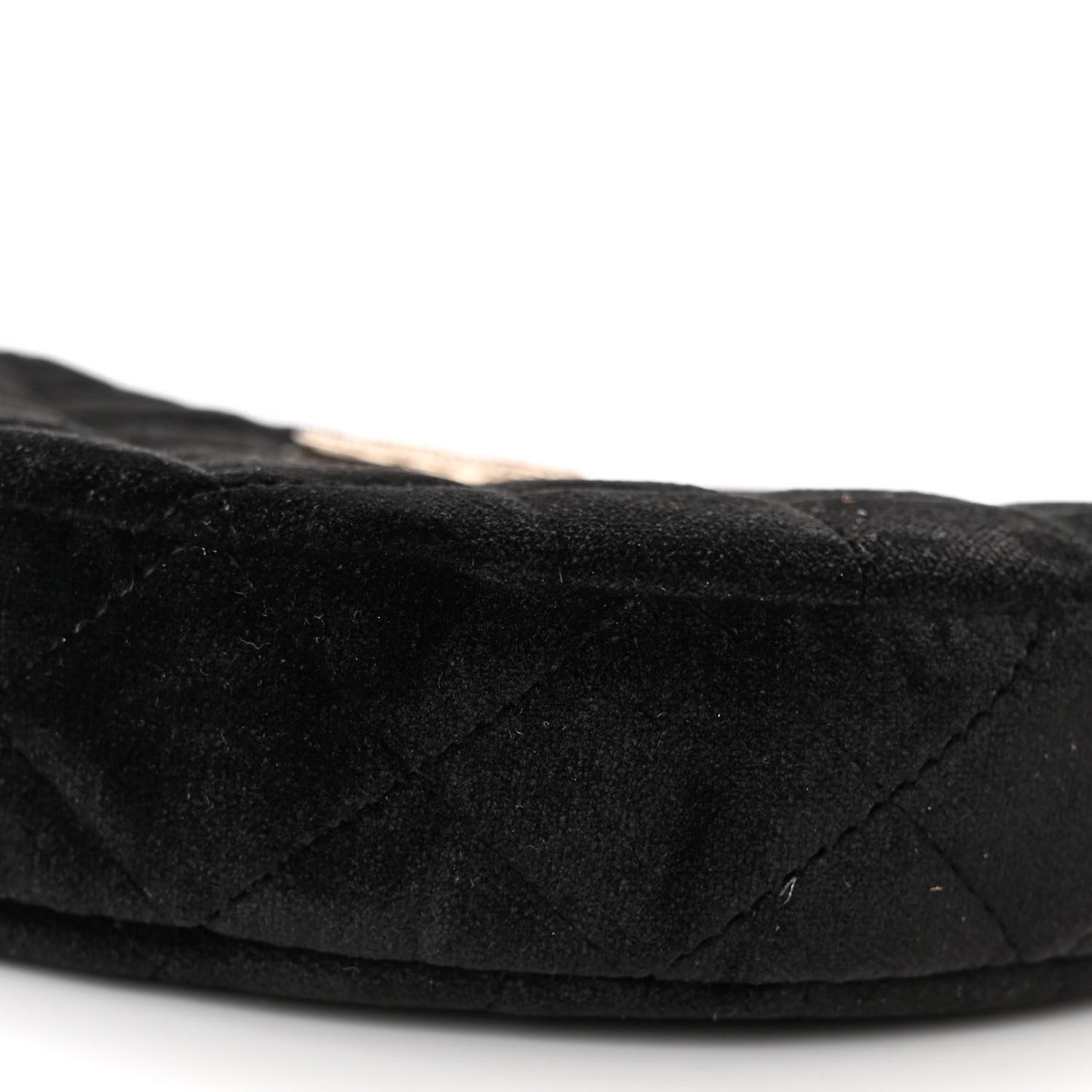 Velvet Crystal Quilted Chain Hobo Black