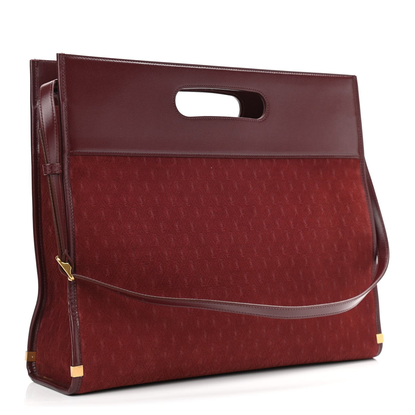 Suede All-Over Monogram Convertible Tote Red