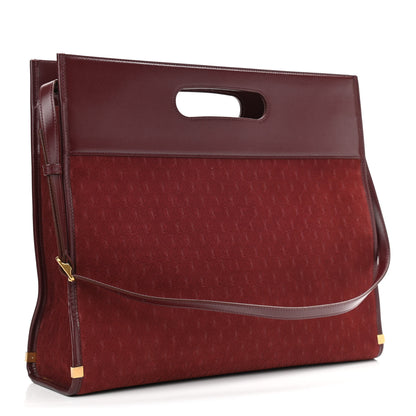 Saint Laurent Suede All-Over Monogram Convertible Tote Red 3 of 11