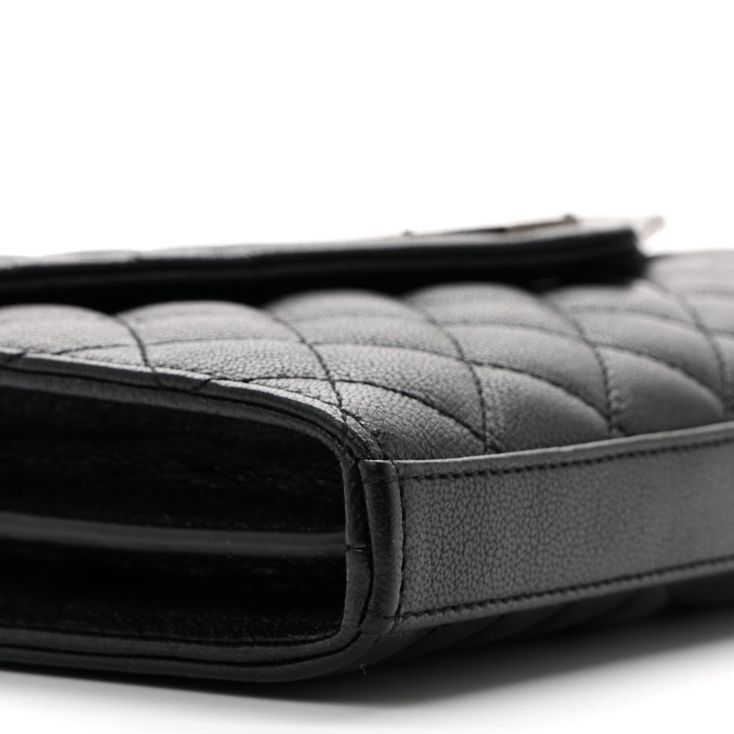 Saint Laurent Sheepskin Tri-Quilt Monogram Envelope Chain Wallet Black 10 of 13