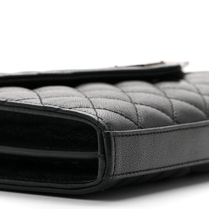 Saint Laurent Sheepskin Tri-Quilt Monogram Envelope Chain Wallet Black 10 of 13