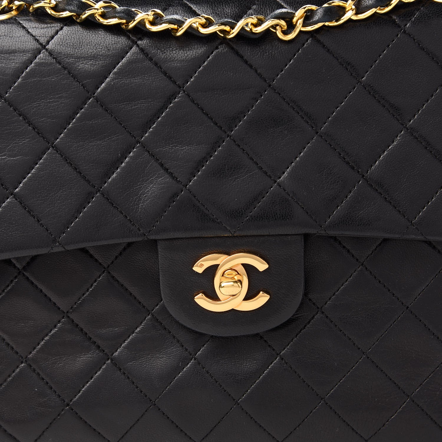 Chanel Lambskin Quilted Medium Double Flap Black 10 of 11