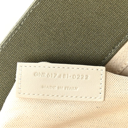 Saint Laurent Linen Calfskin Small Rive Gauche Tote Military Green Blanc Vintage 7 of 9