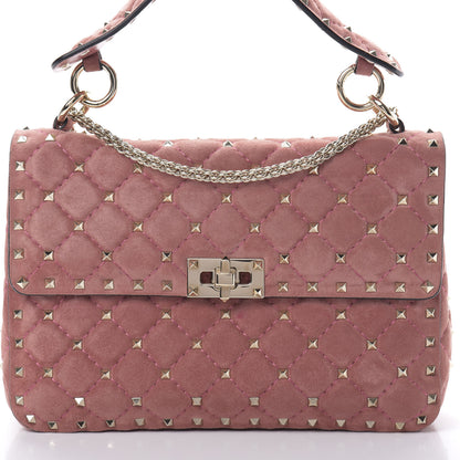 Valentino Garavani Suede Medium Rockstud Spike Shoulder Bag Antico Rosa 7 of 12