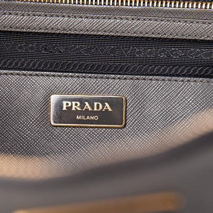 Prada Saffiano Lux Bi-Color Medium Tote Mercurio Black 6 of 21