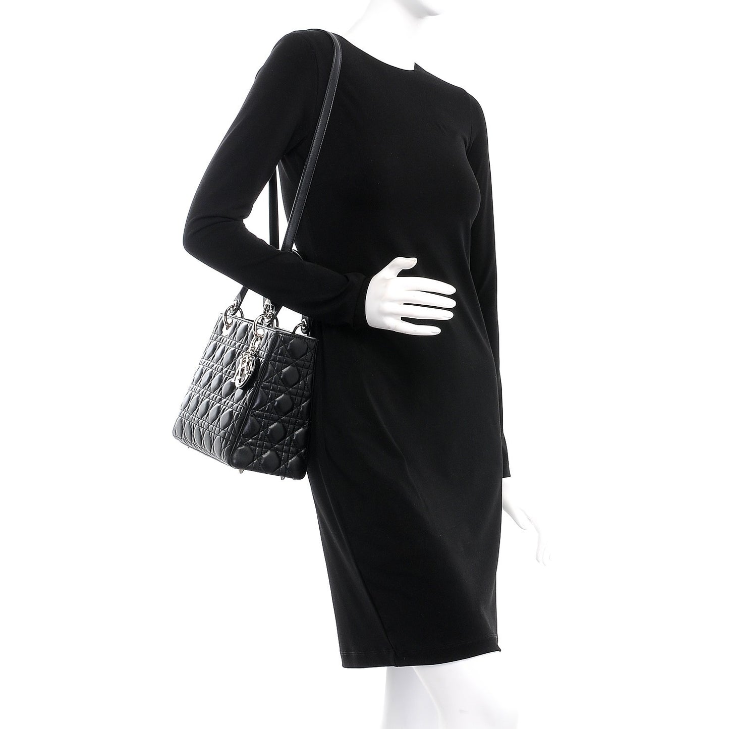 Lambskin Cannage Medium Lady Dior Black