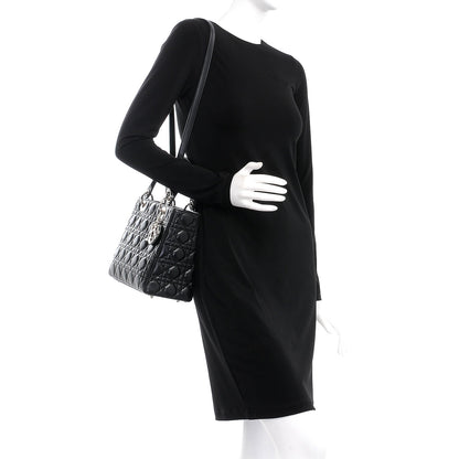 Christian Dior Lambskin Cannage Medium Lady Dior Black 2 of 9