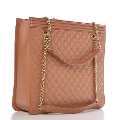 Chanel Calfskin Quilted Large Boy Tote Camel 3 of 14