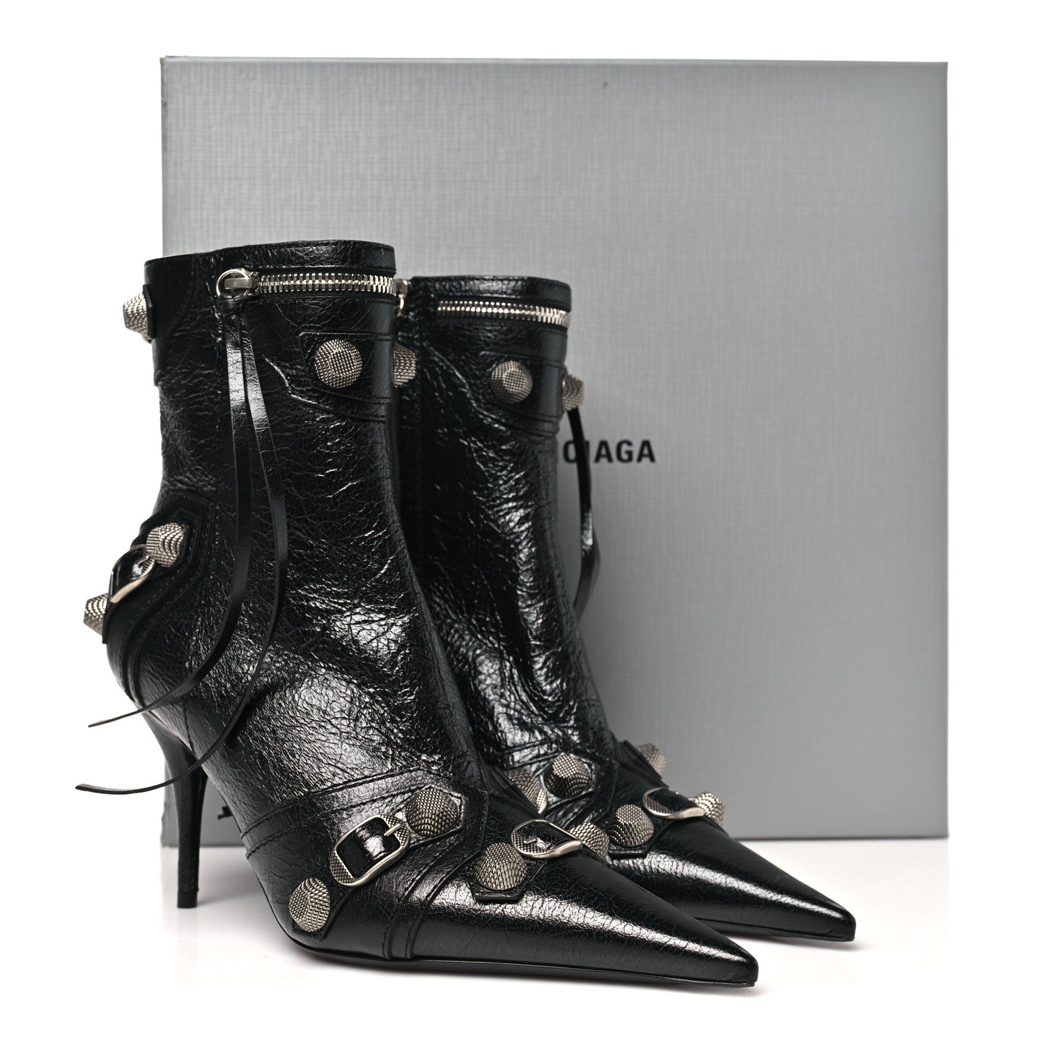 Balenciaga Agneau Arena Cagole 90mm Ankle Boots 39 Black 10 of 10