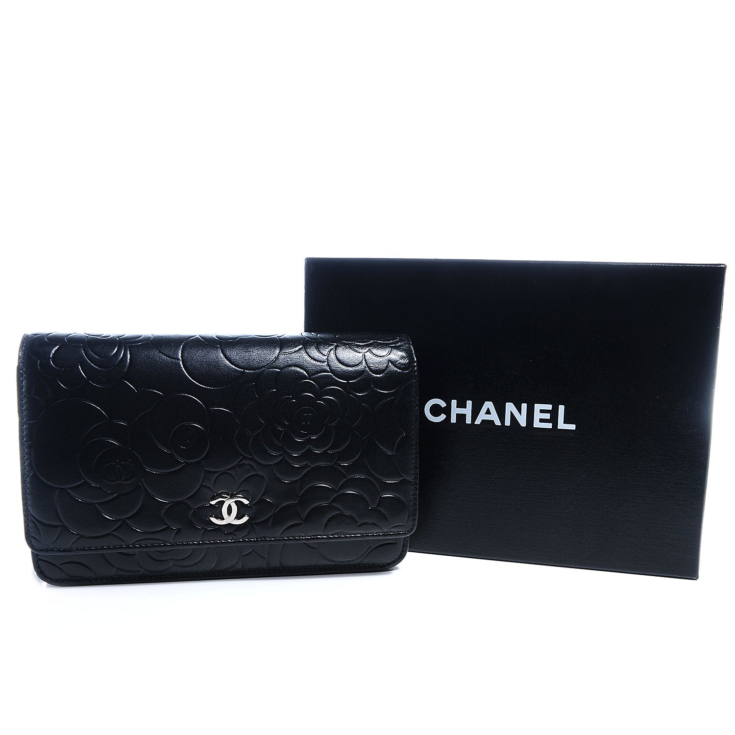 Chanel Lambskin Camellia Wallet on Chain WOC Black 4 of 8
