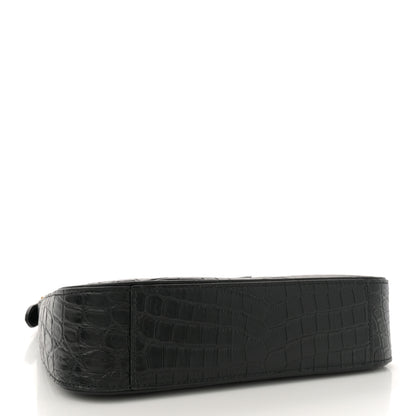 Saint Laurent Calfskin Crocodile Embossed Le 5 A 7 Hobo Black 4 of 10