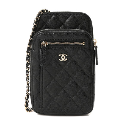 Chanel Caviar Quilted Phone Holder With Chain Black 1 of 10