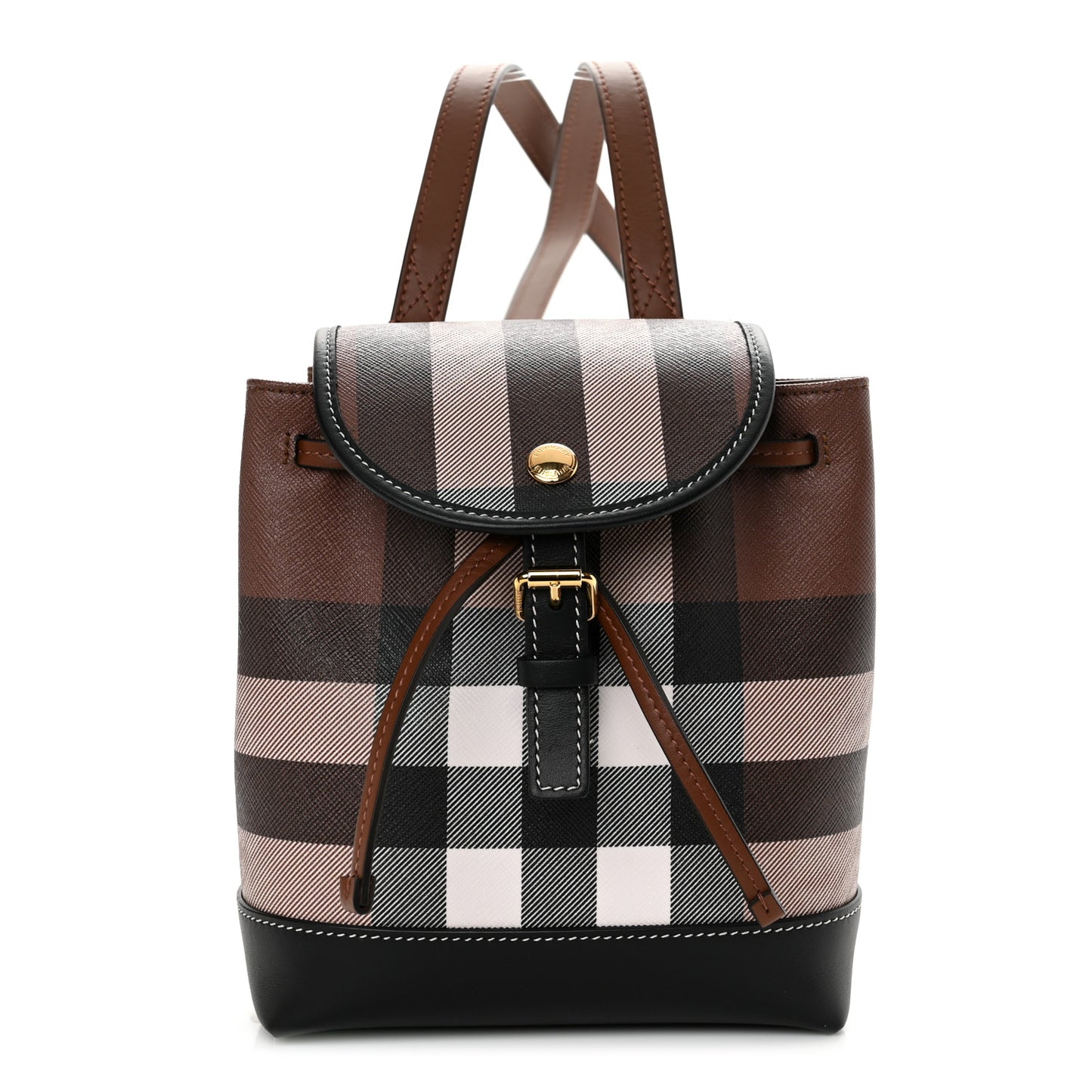 House Check Canvas Calfskin Micro Backpack Dark Birch Brown