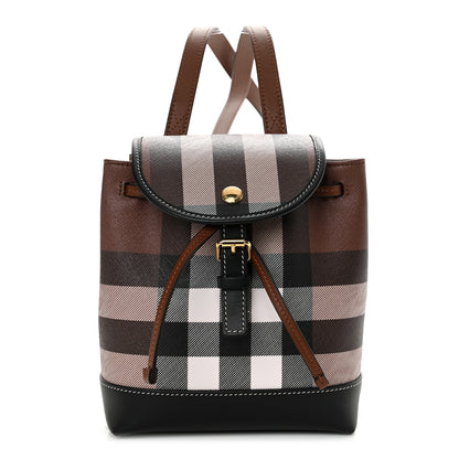 Burberry House Check Canvas Calfskin Micro Backpack Dark Birch Brown 1 of 9