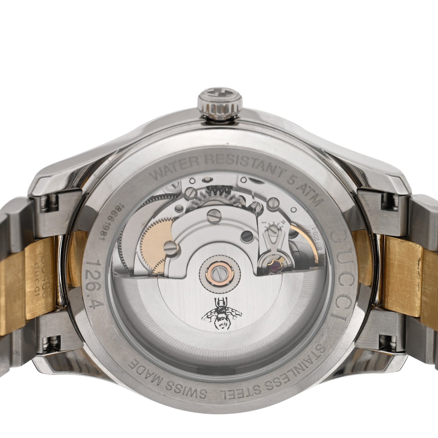 Stainless Steel 38mm G-Timeless Two Tone Bee Automatic Watch Silver