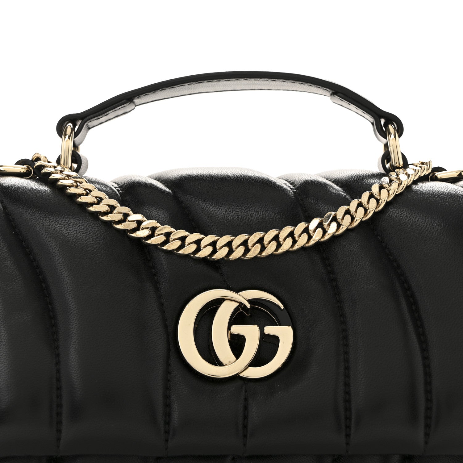 Gucci Lambskin Quilted Mini GG Milano Top Handle Shoulder Bag Black 8 of 12