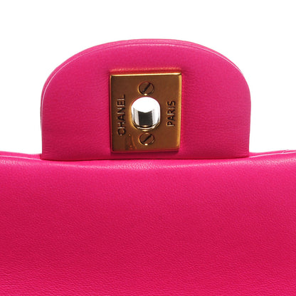 Chanel Lambskin Chevron Quilted Mini Rectangular Flap Dark Pink 6 of 9