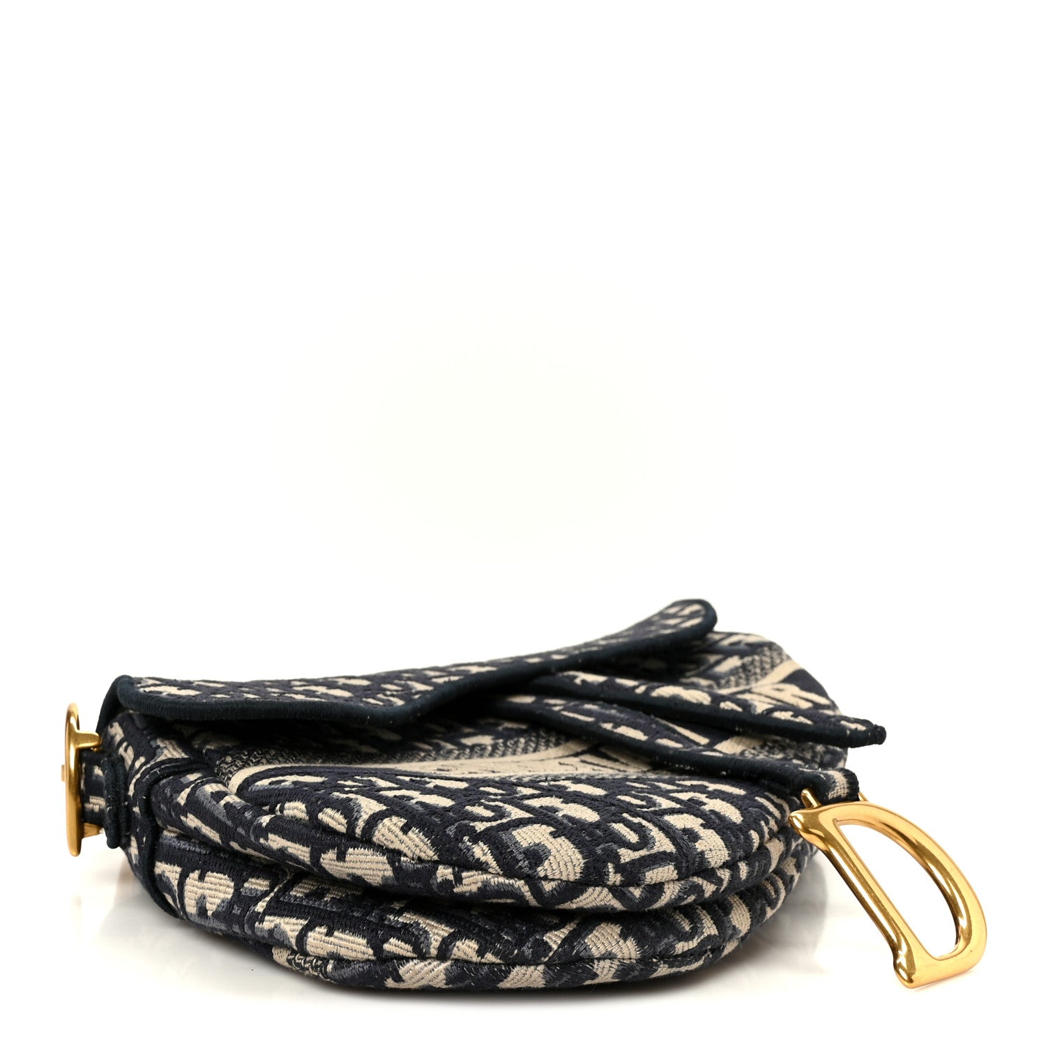 Christian Dior Oblique Embroidered Saddle Bag Blue 4 of 10