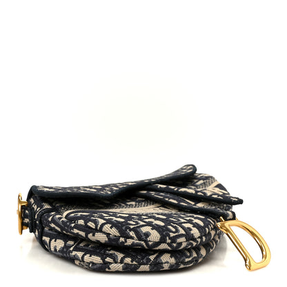 Christian Dior Oblique Embroidered Saddle Bag Blue 4 of 10