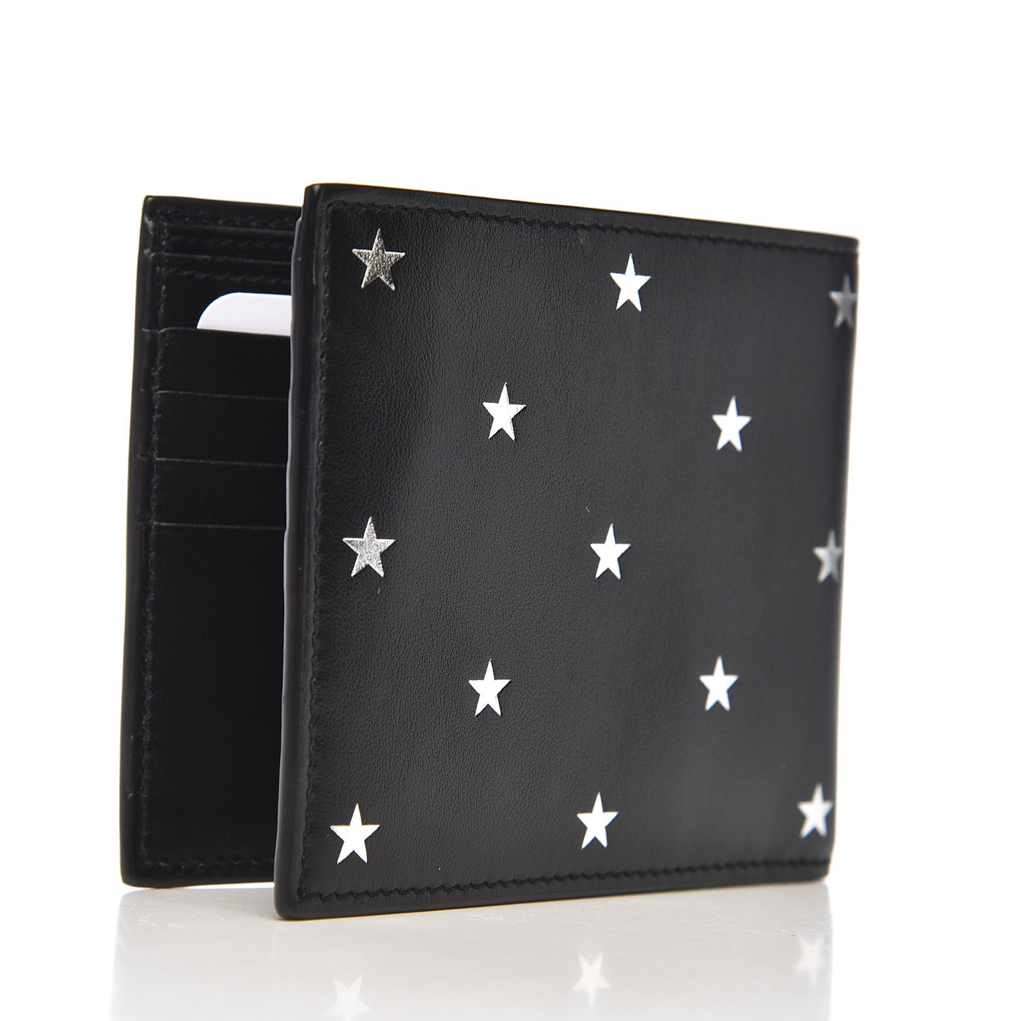 Calfskin Star Print East West Wallet Black