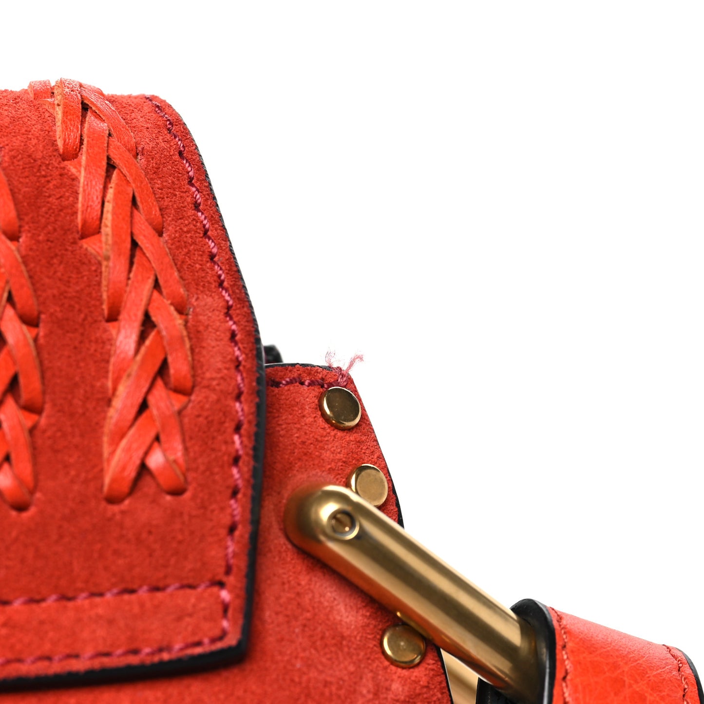 Suede Calfskin Braided Mini Hudson Shoulder Bag Sepia Red