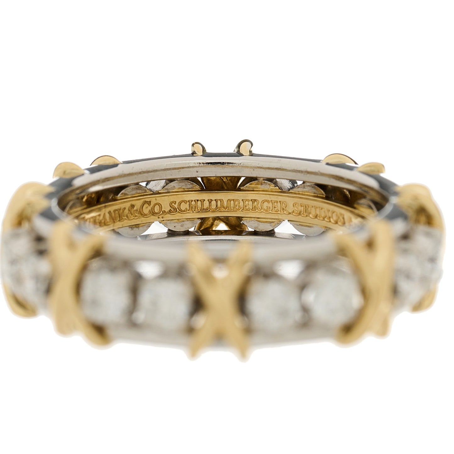 Platinum 18K Yellow Gold Diamond Schlumberger Sixteen Stone Ring 55 7.25