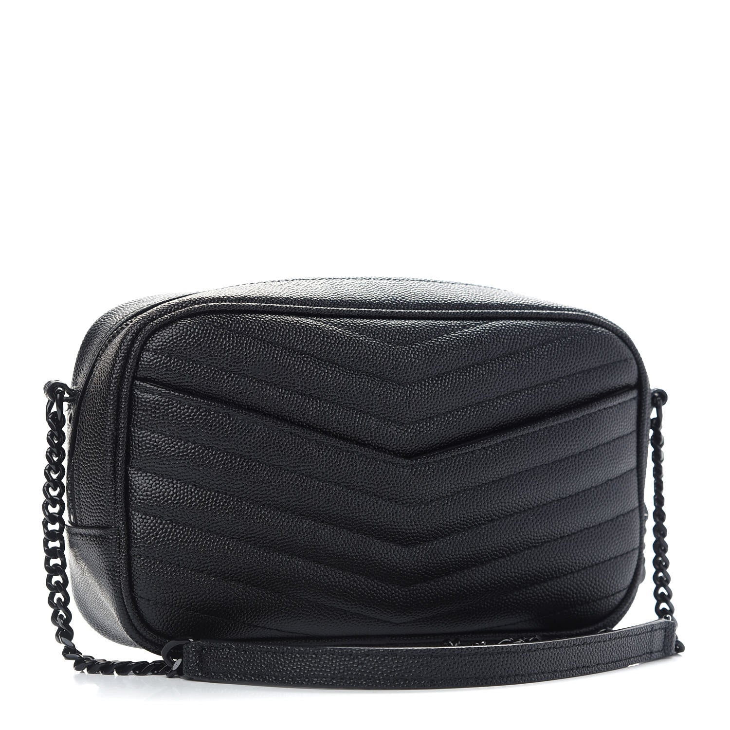Saint Laurent Grain De Poudre Matelasse Monogram Mini Lou Camera Bag Black 3 of 8