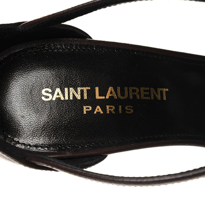Saint Laurent Calfskin Cassandra Palm Logo 110 Ankle Strap Sandals 38 Black 8 of 9