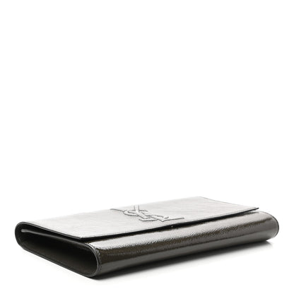 Saint Laurent Textured Patent Monogram Large Belle De Jour Clutch Grey 4 of 5