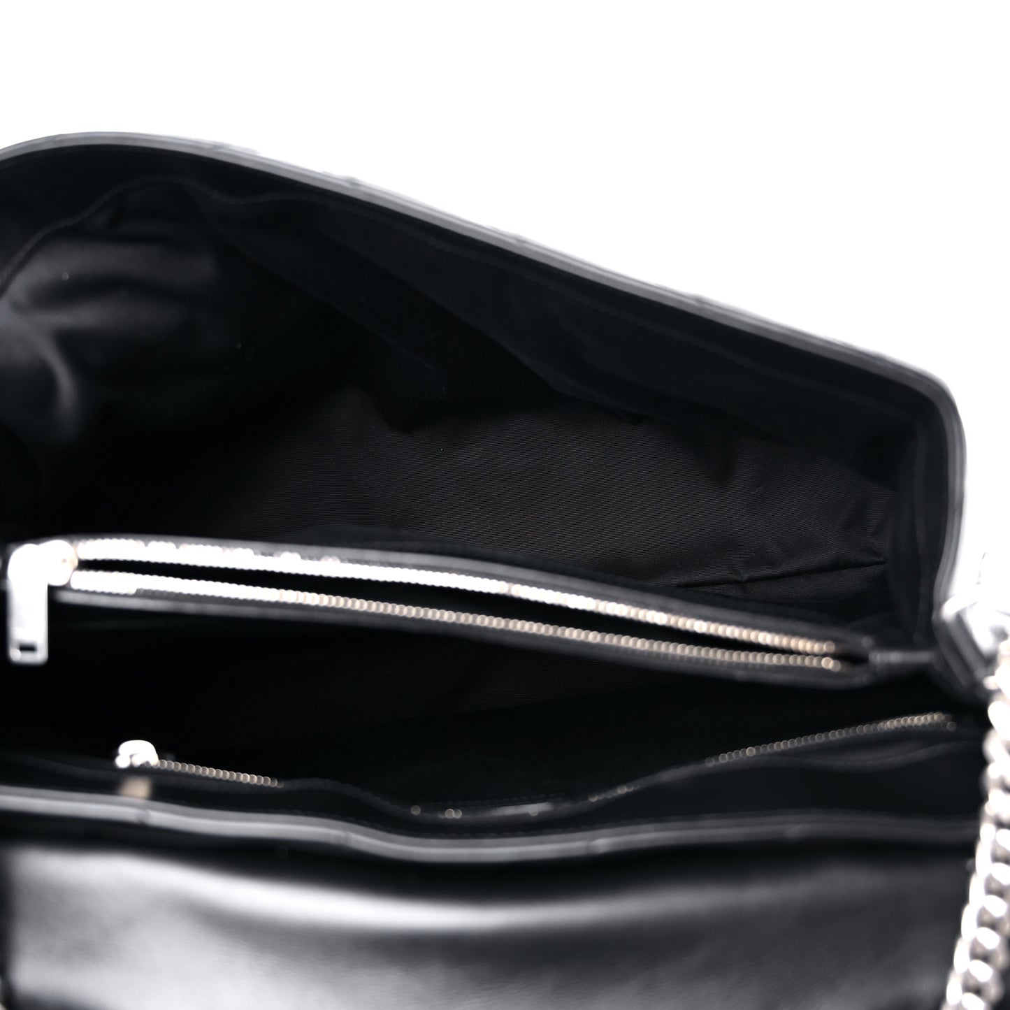 Calfskin Y Quilted Monogram Large Loulou Chain Satchel Black