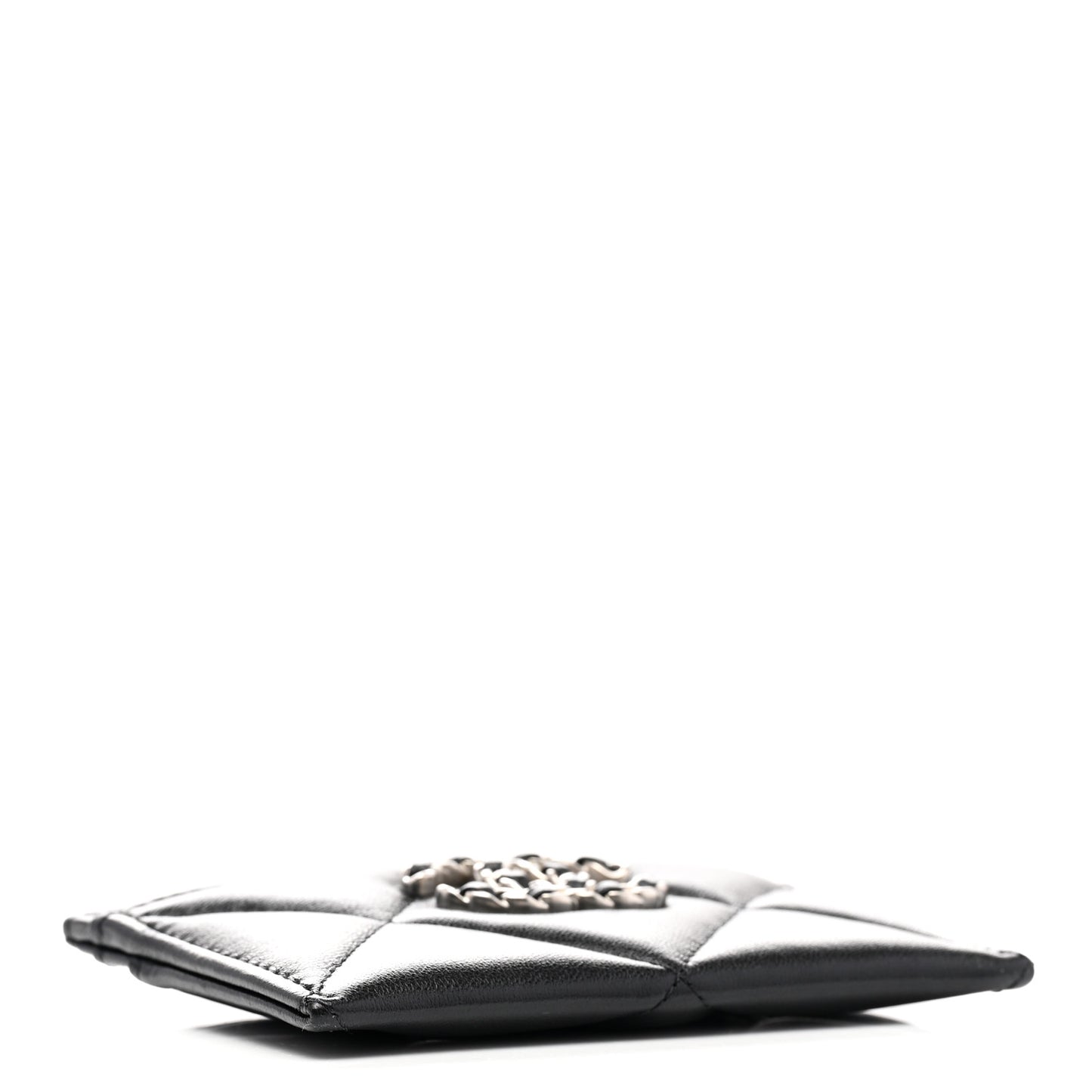 Lambskin Quilted Chanel 19 Card Holder Black