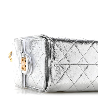 Chanel Metallic Aged Calfskin Quilted Mini Chanel 25 Handbag Silver 9 of 10