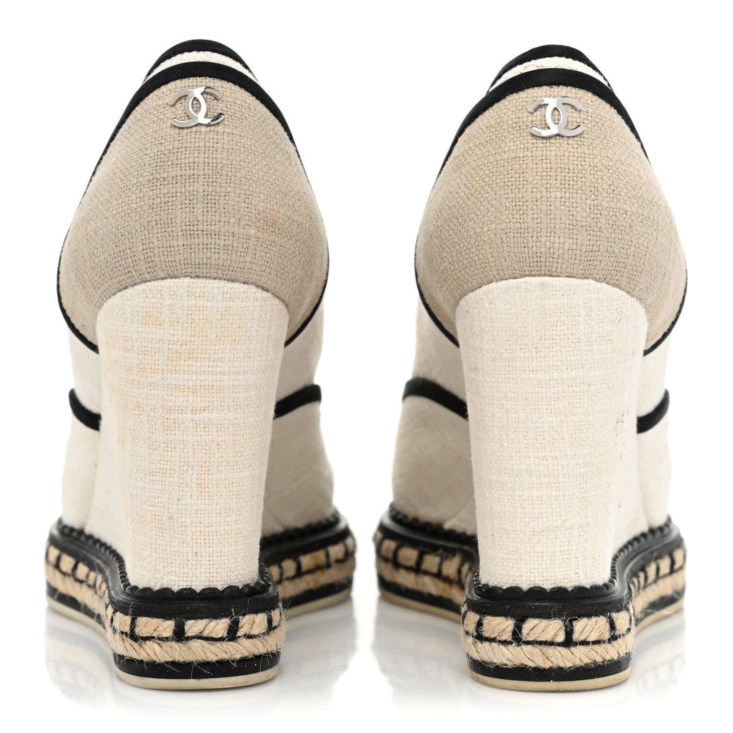Chanel Raffia Lace Up Wedge Espadrilles 36 Beige 4 of 12