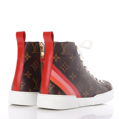 Louis Vuitton Calfskin Patent Monogram Stellar Sneaker Boots 35.5 Rouge 5 of 12