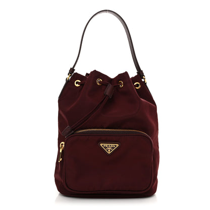 Prada Re-Nylon Saffiano Duet Bucket Crossbody Bag Bordeaux 1 of 10