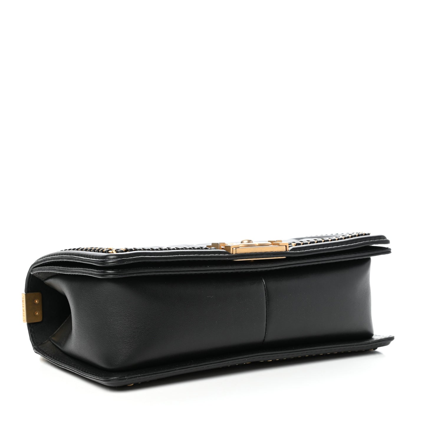 Calfskin Quilted Medium Boy Top Handle Flap Black