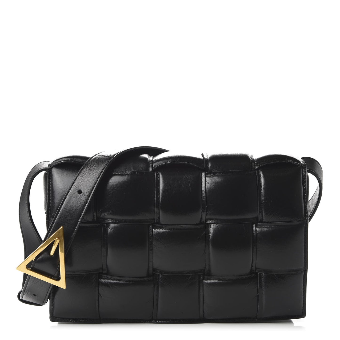 Paper Calfskin Maxi Intreccio Padded Cassette Crossbody Bag Black