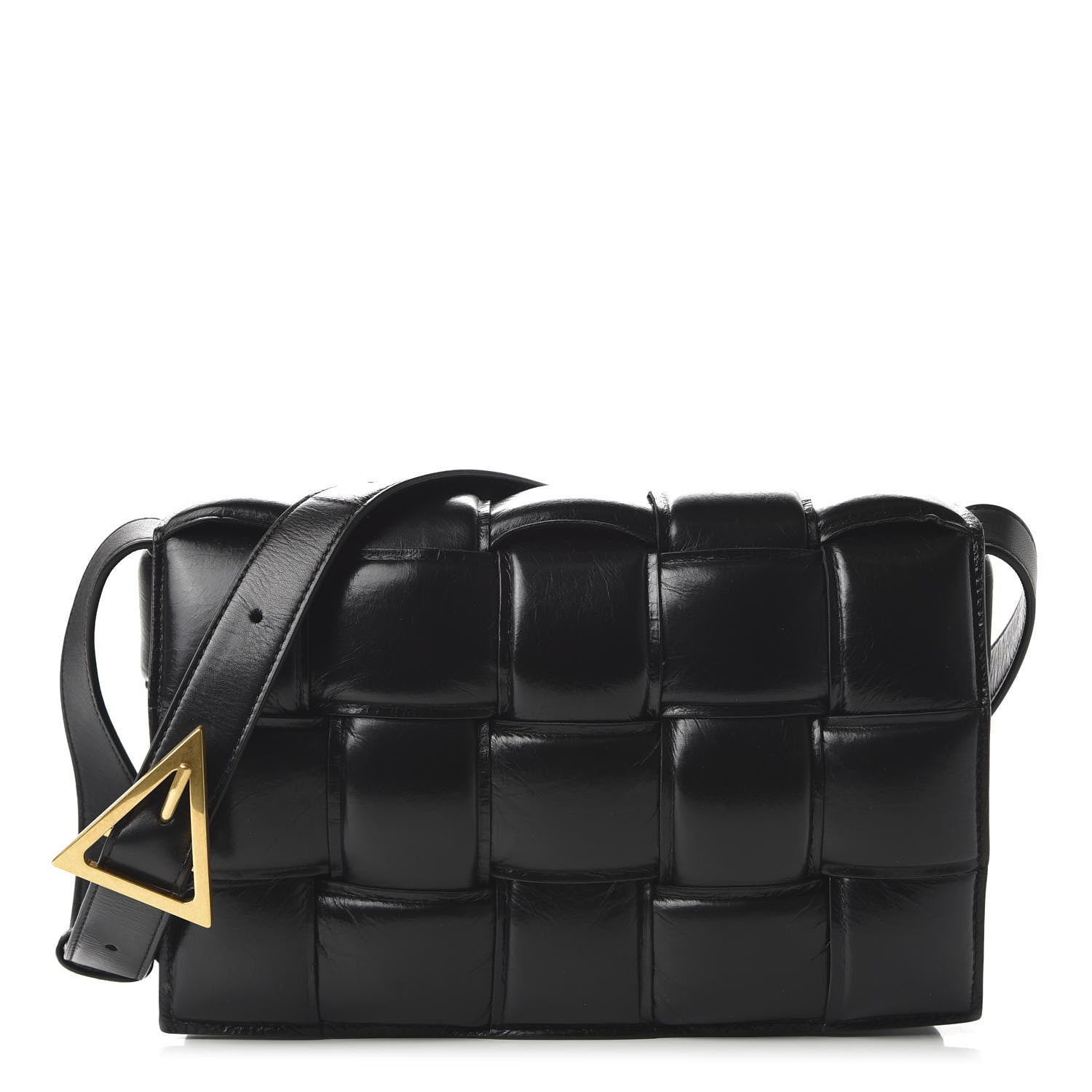 Bottega Veneta Paper Calfskin Maxi Intreccio Padded Cassette Crossbody Bag Black 1 of 9