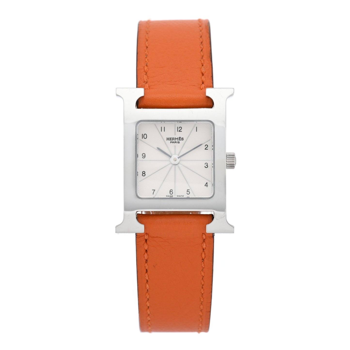 Stainless Steel Swift 21mm Heure H Hour Quartz Watch Orange