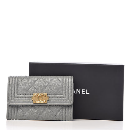 Chanel Caviar Quilted Boy Flap Card Holder Grey 9 of 9
