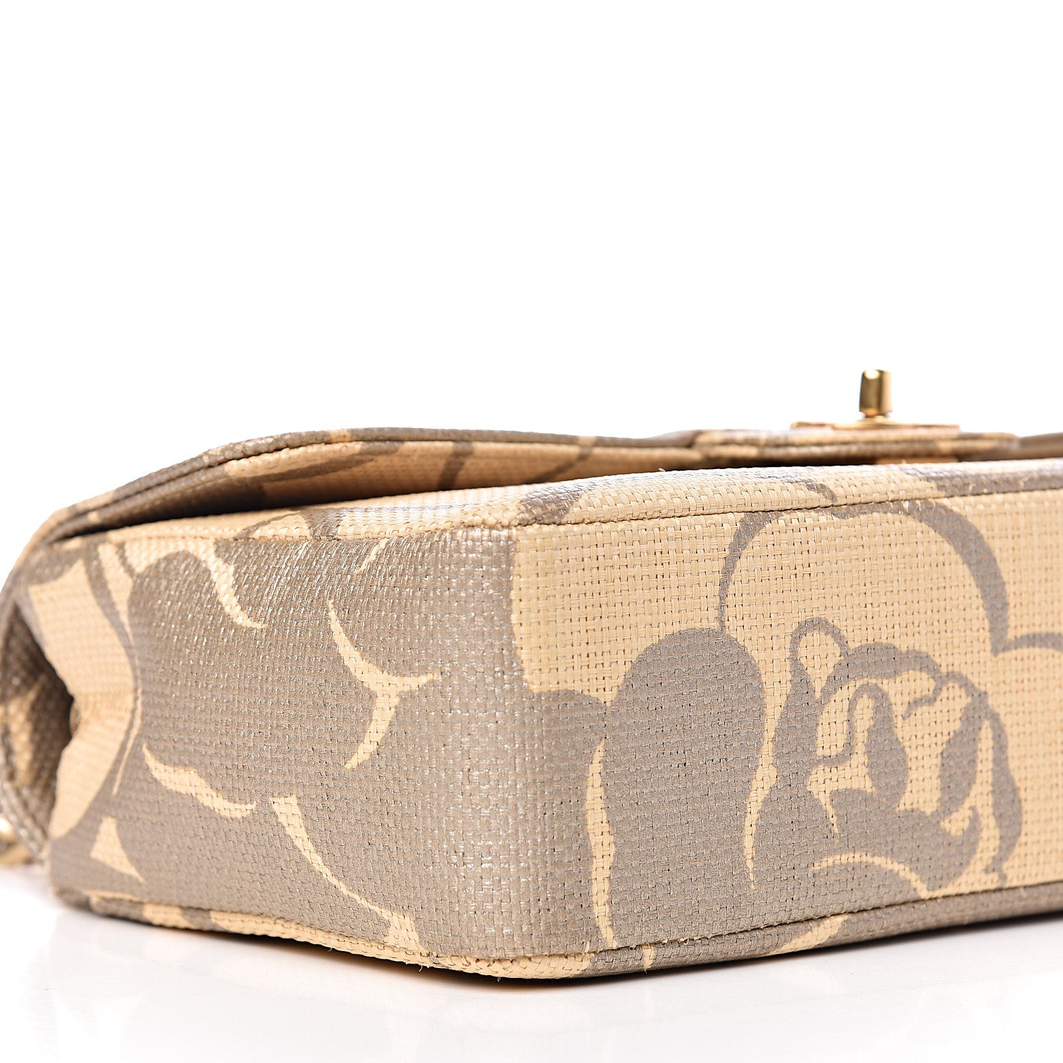 Chanel Woven Straw Camellia Print Medium Single Flap 8 of 12