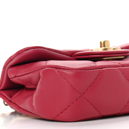Chanel Calfskin Quilted Lady Handle Flap Card Holder With Chain Dark Pink 9 of 10