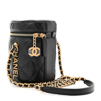 Chanel Lambskin Quilted Side Note Vanity Black 3 of 10